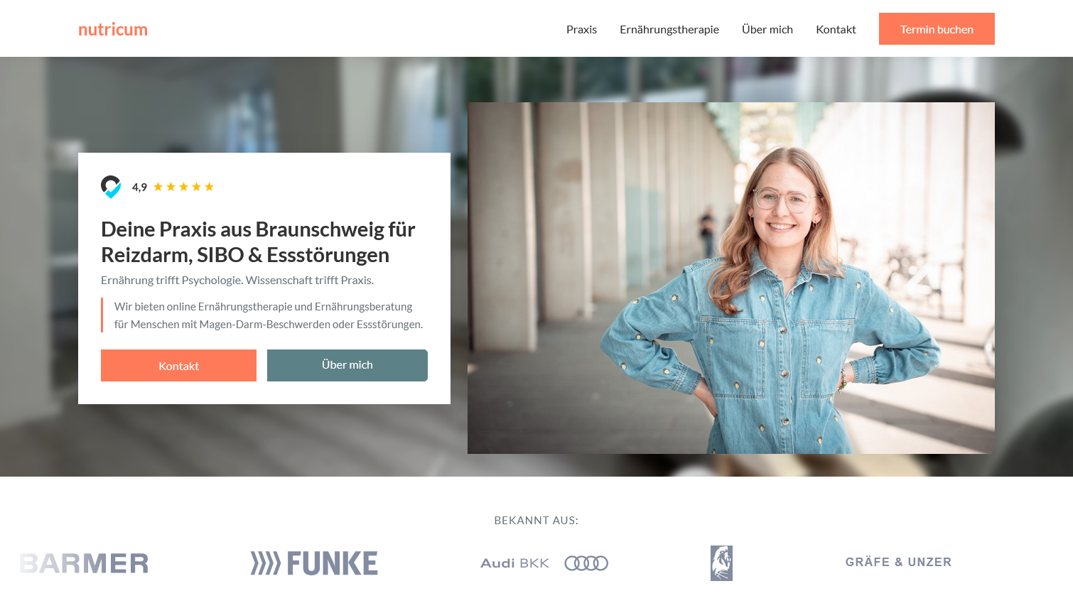 Nutricum - Professionelle Ernährungstherapie-Praxis Website für Reizdarm und Essstörungen