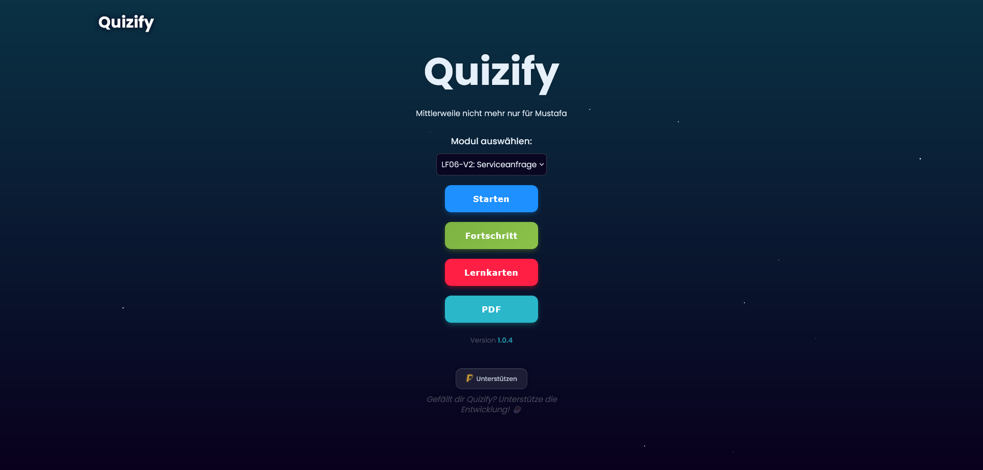 Quizify - Interaktives Lernquiz für Umschüler mit Fortschrittsverfolgung